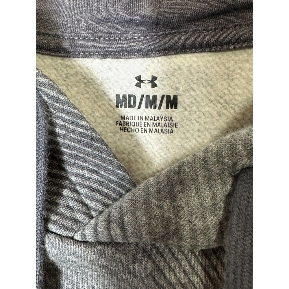 Under Armour Men's Rival Fleece Printed Hoodie Size M Gray Horizontal Stripe - Picture 2 of 4